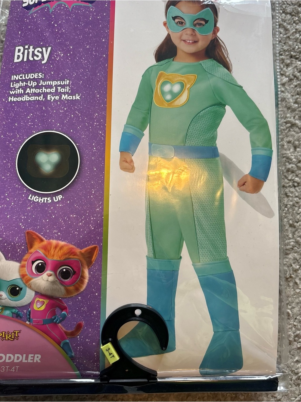 Disney Bitsy Light-Up Kids Costume with Mask Sz 3T 4T Super Kitties Halloween